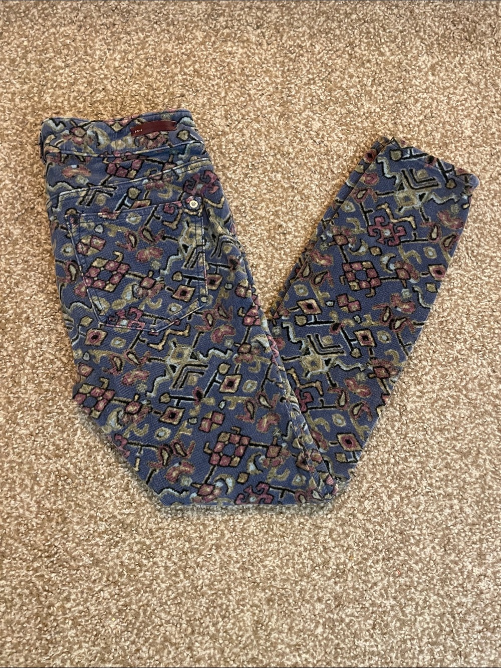 Anthropologie Pilcro and the Letterpress Corduroy Print Skinny Pants